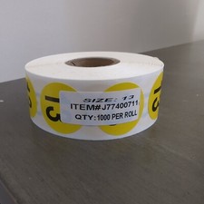 Inventory Control Number 13 Stickers  1" Round  Self Adhesive  1000 Labels