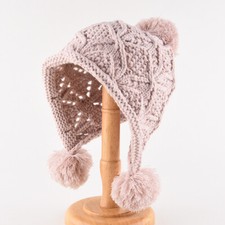 Women Casual Knitted Pom Pom Hat Beanie Cap Warm Cute Crochet Beanie Hat Winter