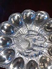 Armetale Perter Deviled Egg Tray Pewter Platter Rabbit Easter Bunny Center