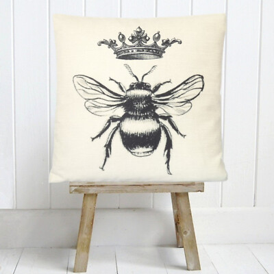Bienenkrone Kissenbezug Deko Klassisch Neuheit Bienenkönigin Vintage Shabby Chic