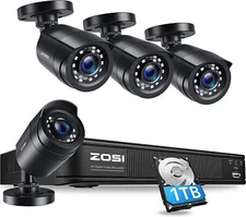 ZOSI 1TB 5MP 8CH DVR 1080P Waterproof Outdoor Home CCTV Security Camera System