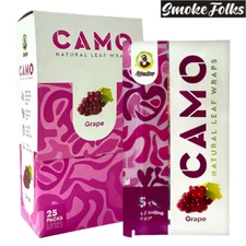 CAMO Self-Rolling Natural Leaf Wraps 125mm wraps - GRAPE Flavor (Full Box)