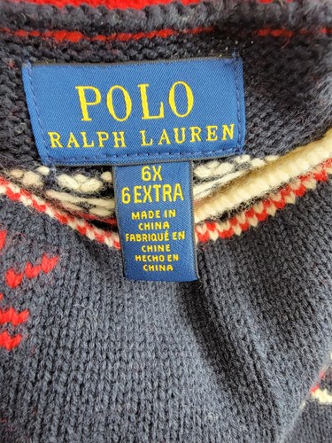 Polo Ralph Lauren Fair Isle Knit Skirt Girls 6X Navy Multi Wool Blend Pull On - Picture 8 of 15
