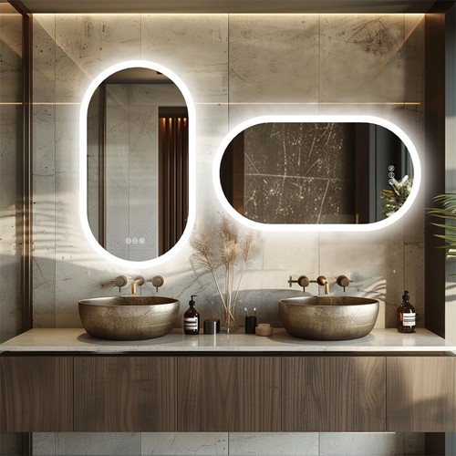 XXL Oval LED Bathroom Mirror Memory Light Anti-Fog Dimmable Lights Vanity Mirror - Picture 5 of 17