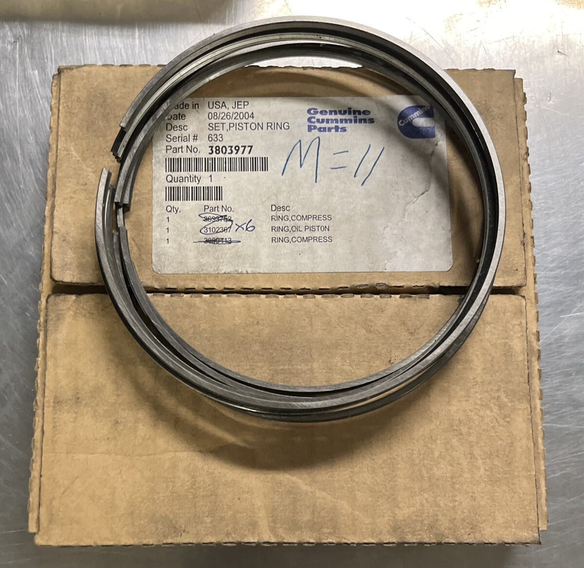 CUMMINS OEM PISTON RING 3102367 X6 | eBay 