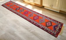 3x14 Runner Turkish Rug Hand Made BOHEMIAN Hallway Decor Ethnic Rug 2.9x13.8 ft