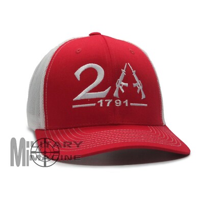 2nd Amendment 1791 AR-15 Style 2A hat Red / White cap Trucker Mesh Snapback