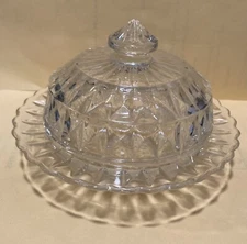 Jeannette Glass Co. WINDSOR DIAMOND Crystal Round Butter Dish with Cover