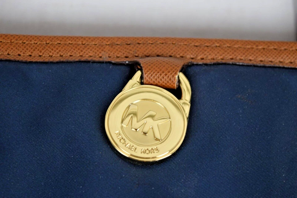 Vintage Michael Kors Tote Bag 2009 Glossy Navy Blue Nylon Never Used Care Card - Image 4 of 4