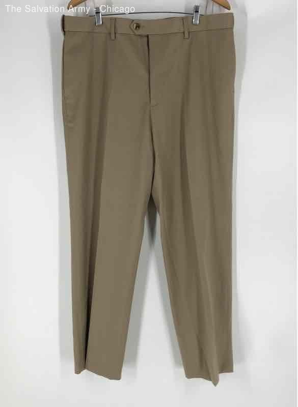 Perry Ellis Mens Tan Flat Front Pockets Straight Leg Dress Pants Size 36x30