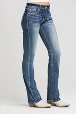 Grace in LA Embellished Easy Fit Bootcut Jeans Size 30 Boho Cowgirl Western