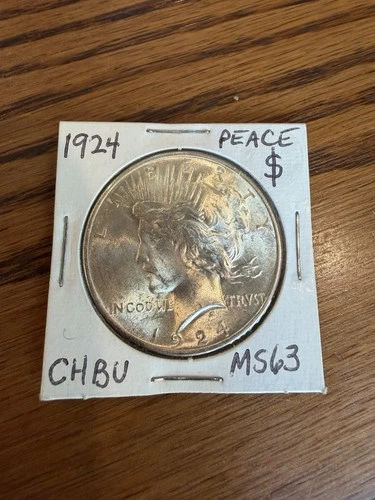 1924 P Peace Dollar US Coin 90% Silver Half Dollar, Almost Uncirculated Grade