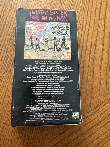Twisted Sister VHS Come Out And Play Video Vintage Metal 1985 - Picture 2 of 3