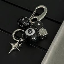 Star Dice 8 Ball Pendant Keychain Y2K Streetw...