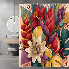 Tropical Floral Abstract Botanical Shower Curtain