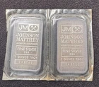 Rare Consecutive Serial # Johnson Matthey 1oz .999 Silver Bars Pair Vintage JM