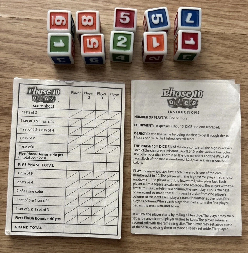 **100% COMPLETE** Phase 10 Dice Game In Tin Box RARE Fundex 2004 - Image 4 of 4