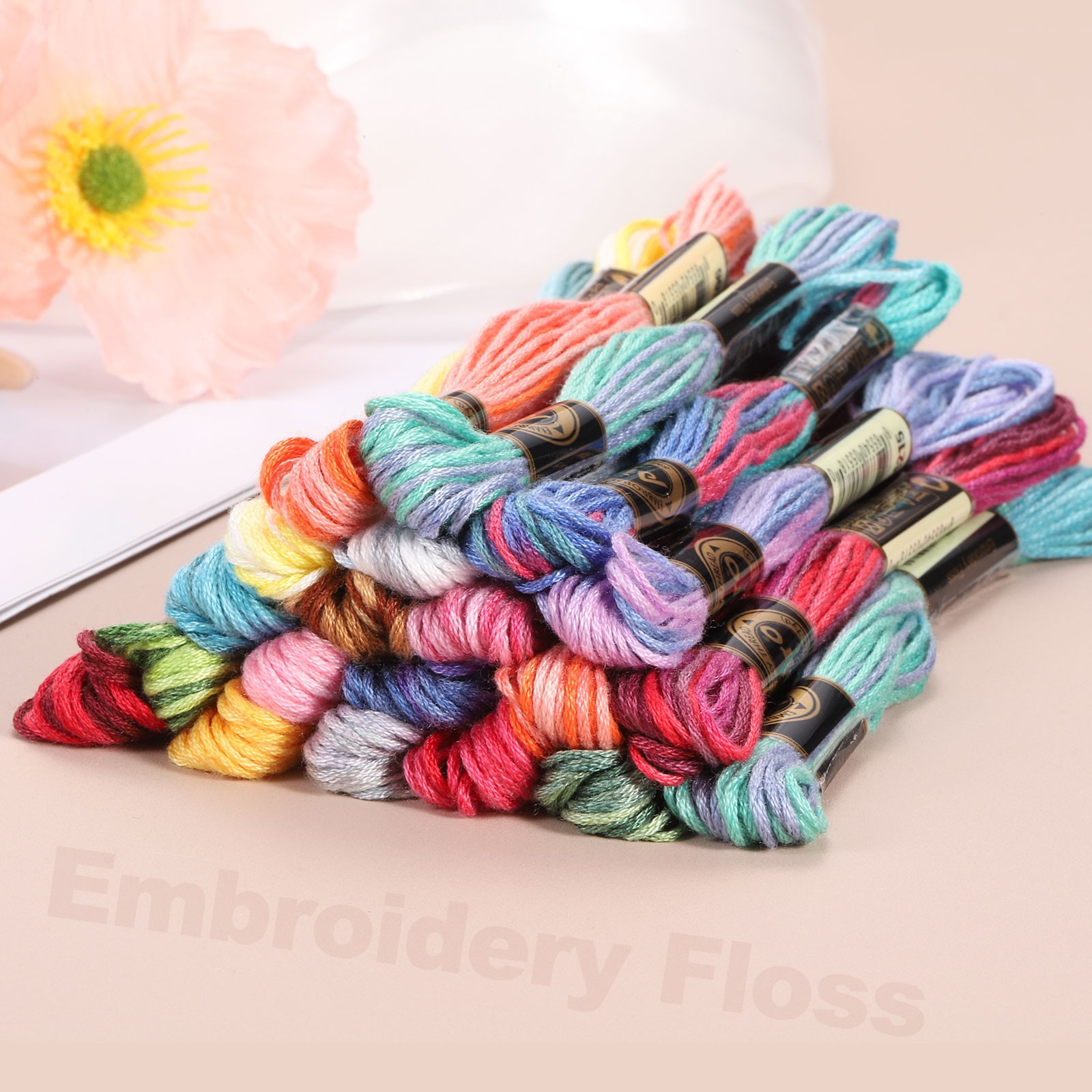 12 Skeins Embroidery Floss, Polyester Embroidery Threads Light Gray