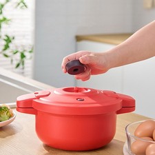 Microwave Pressure Cooker 2.3L with Lid No Fire for Vegetables Small Easy Clean