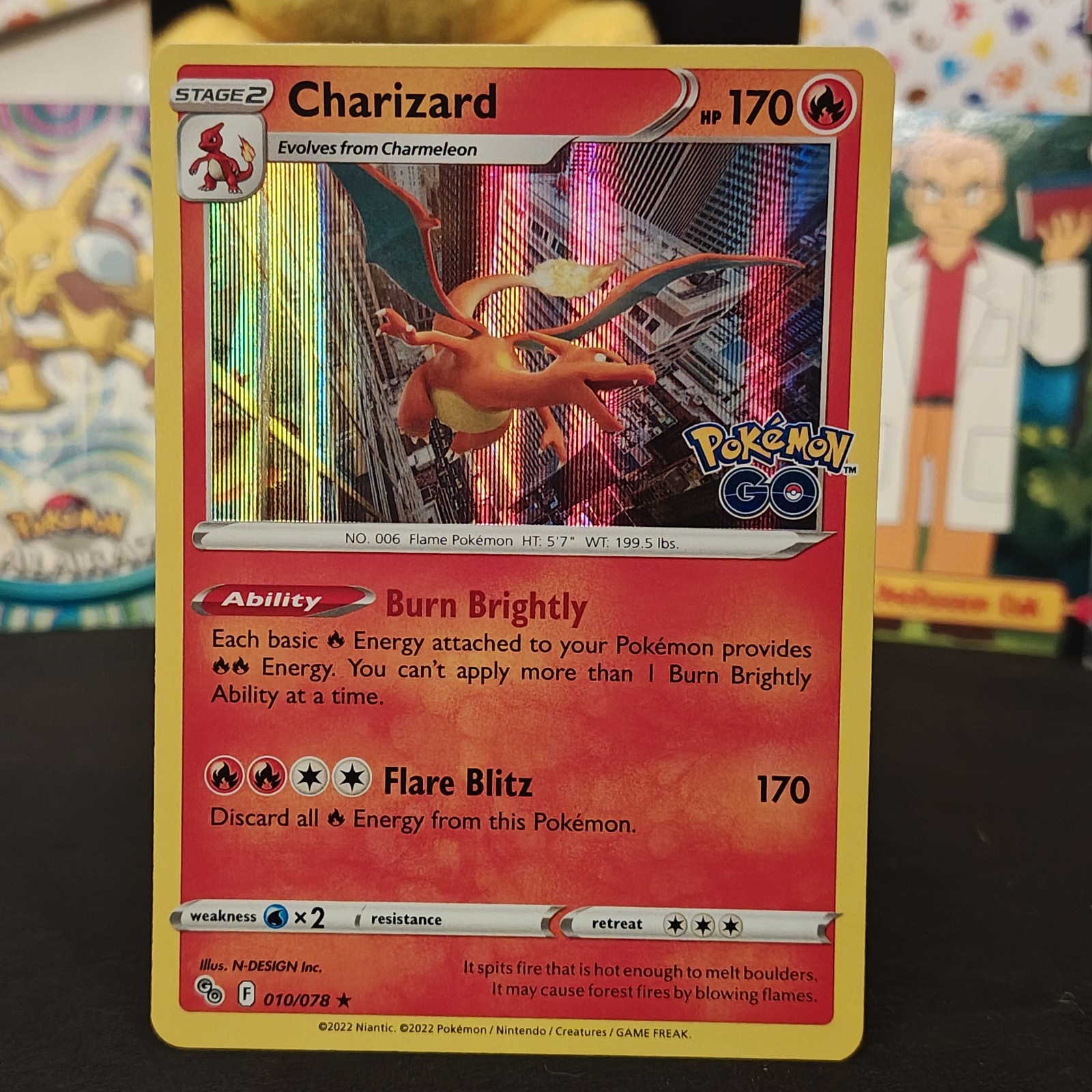Charizard 10/78 Pokémon TCG Sword & Shield Pokémon GO Holo Rare NM English