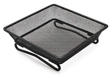 Ground Bird Feeder Tray 8 inches Square Platform Metal Mesh Seed Holder Black