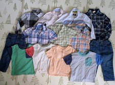 Boys 2T Clothing Lot 13 Pc Bundle Shirts Jeans Flannel OshKosh Carter  s H M