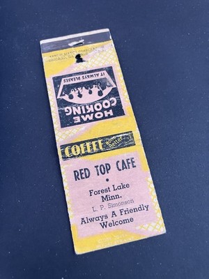 Vintage Minnesota Matchbook  Red Top Cafe - LP Simonson  Forest Lake