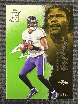 Lamar Jackson-2025 Topps Green Signature Class Round Pick Ravens #d /175