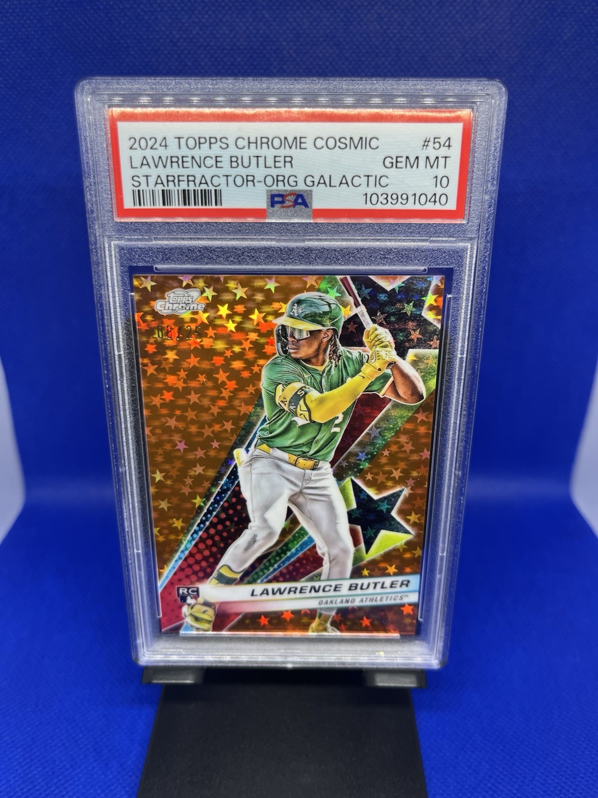 2024 Topps Cosmic Chrome Starfractor Lawrence Butler Orange Galactic /25 PSA 10