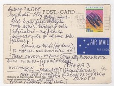 1988 May 23rd. Picture Postcard. Wahroonga to Prague, Czechoslovakia.
