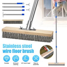 1.6m Wire Broom Brush Heavy Duty Stainless Steel Long Handle Garden Tool Remover