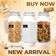 3 Pack 78oz Glass Food Storage Jars with Airtight Clamp Lids Kitchen Canisters