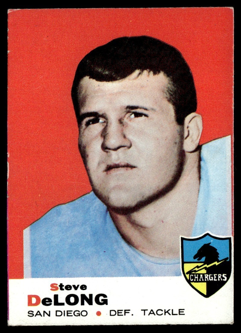 1969 Topps Card Football Steve DeLong San Diego Chargers #129 EX+ Miscut