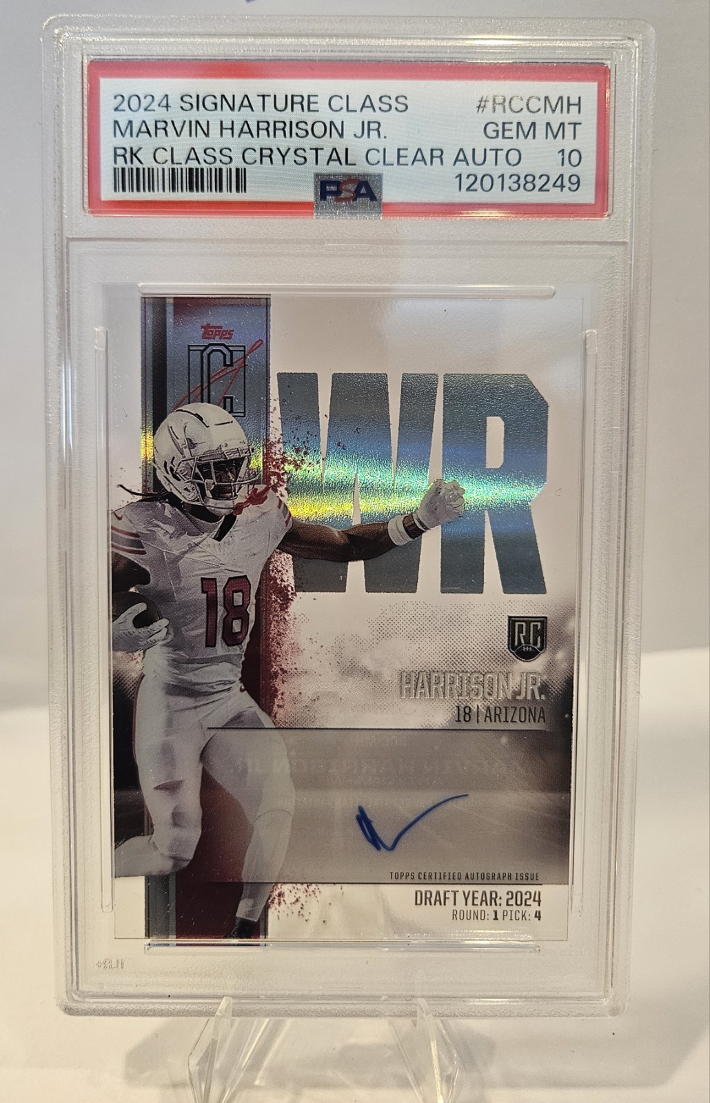 2024 Topps Signature Class Marvin Harrison JR. Rookie Auto Crystal Clear PSA 10