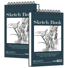 Small Sketchbook 5.5" X 8.5" - 2 Pack Top Spiral Mini Sketch Pad, Small Sketch B
