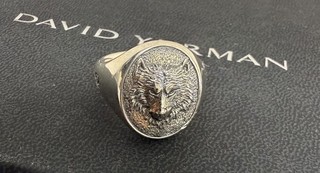 David Yurman .925 Sterling Silver Wolf Men's Signet Ring Size 10US Damaged