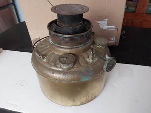Antique Vintage Brass Barler Kerosene Heating Stove Insert With Fuel Gauge