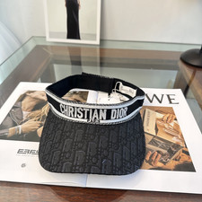 Dior Women's Sun Visor Black Monogram Logo Breathabl Solid Adjustable