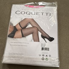 Coquette Stockings 1 Pair Black Sheer Thigh High Womens One Size 1735 NIP
