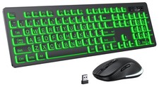 Large Print Wireless Keyboard and Mouse - 7 Colors Backlit Keyboard, Oversize...