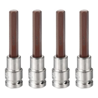 4Pcs Hex Bit Socket H10 1/2'' Drive 4'' Length S2 Steel Long Bit CR-V Socket