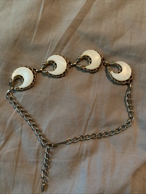 Vintage Half Moon Shell Gold tone Choker Necklace