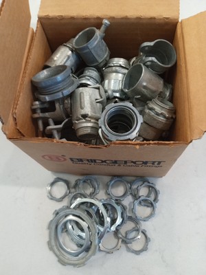 NEW Electrical Lot of CONDUIT CONNECTORS LOCKNUTS BRIDGEPORT & MISC BRANDS 50+