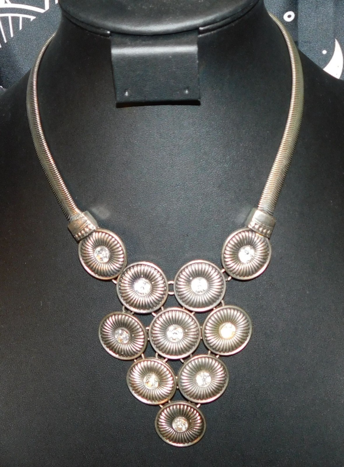 Space Age Brutalist Gemmed Statement Necklace - image 1