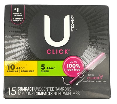 #ad U by Kotex Click Compact Tampons 15ct Unscented Regular amp; Super Leak Free $9.99