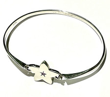 Sterling Silver Amethyst Flower Star Bangle Minimalist Contemporary Jewellery