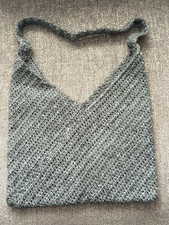 Gray Handmade Crochet Shoulder Bag Bohemian W...