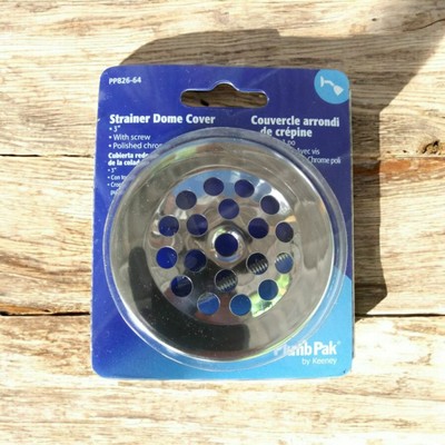 TUB DRAIN DOME STRAINER COVER Plumb Pak PP826-64 , 3'' Polished Chrome,