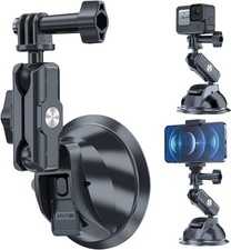 Suction Cup Car Mount with Phone Holder for Action Cameras, Windshield Dashboa