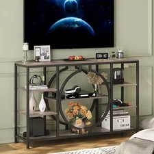 47" Industrial Console Tables for Entryway Rustic Sofa Table Behind Couch 4 T...